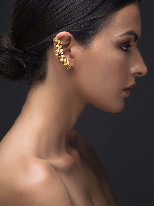 Σκουλαρίκι Ear Cuff Φύλλα Ελιάς Αριστερό Αυτί Χειροποίητο Επιχρυσωμένο Ασήμι 925