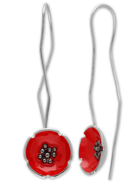 Cercei Atârnători Flori Maci Handmade Argint 925 Cercei Atârnători Flori Maci Handmade Argint 925