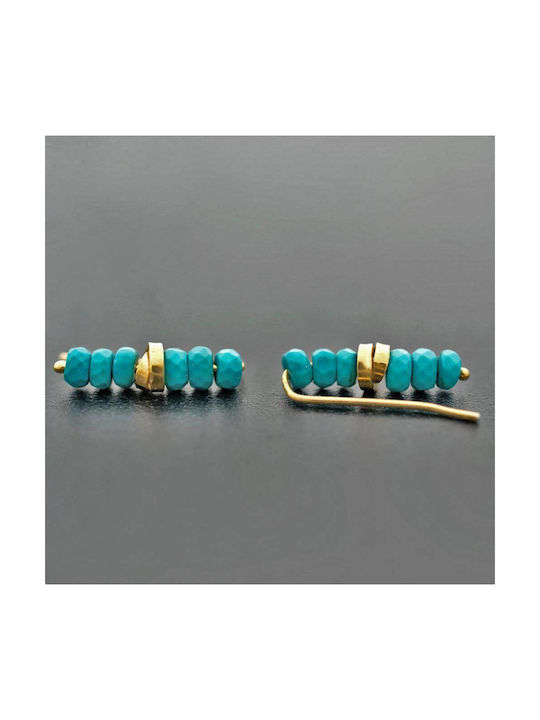 Emmanuela Handcrafted For You Ohrringe Pins mit Steinen Türkis Vergoldetes Silber 925