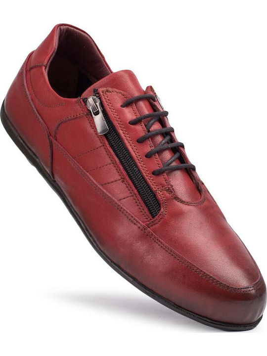 Pantofi Casual Bărbătești Din Piele Roșii