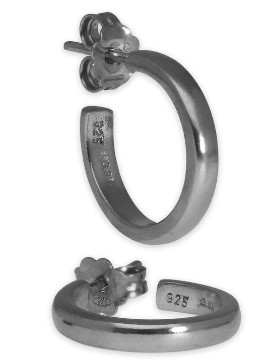Cercei Rotunzi Negri Handmade Roz Placat Cu Aur Argint 925