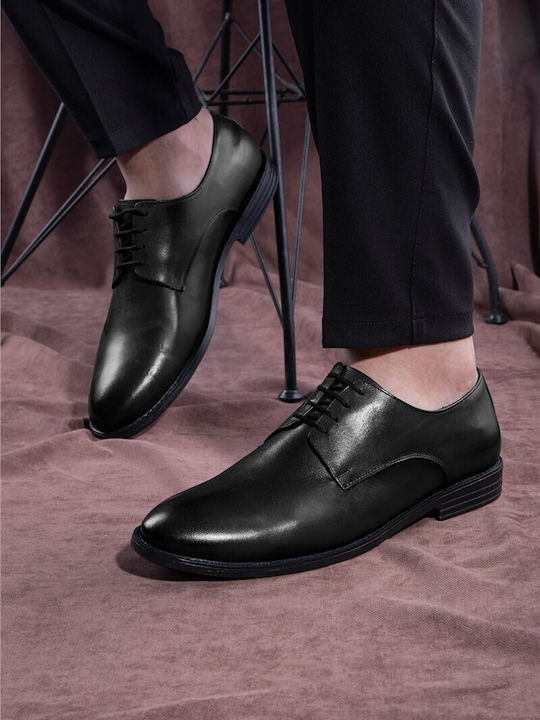 Herren Schuhe Schwarz Leder Schnürschuhe