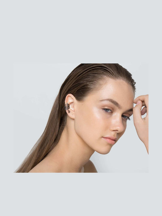 Ohrring Ear Cuff Spiralen Links Ohr Handgefertigt Schwarzes Silber 925