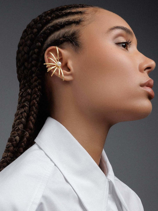 Cercei Ear Cuff Păianjen Mărgea Neagră Argint 925 Handcrafted