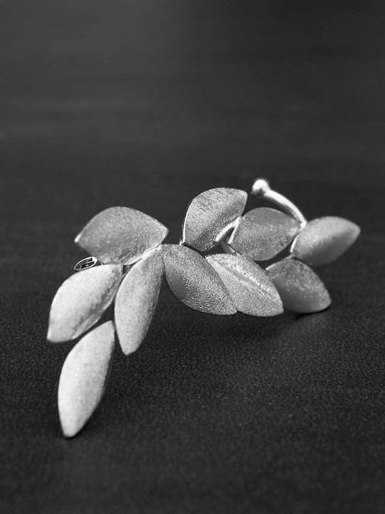 Ohrring Ear Cuff Blätter Olive Groß Links Ohr Handgefertigt Vergoldetes Silber 925