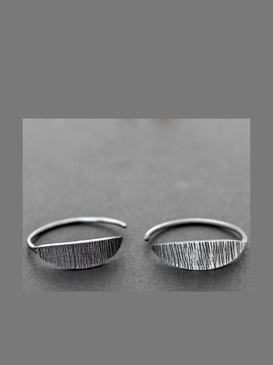 Earrings Hoops Huggies Hammered Handmade Oxidized Silver 925