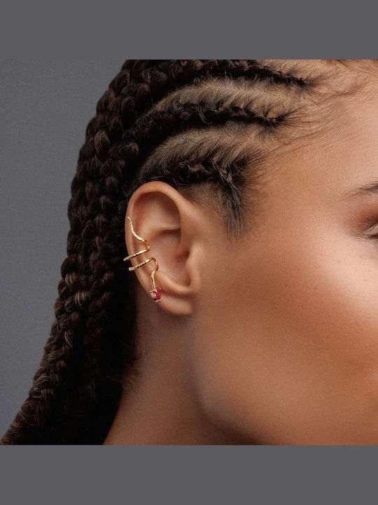 Cercei Ear Cuff Șarpe Piatră Albastră Ureche Dreaptă Handmade Argint Negru 925