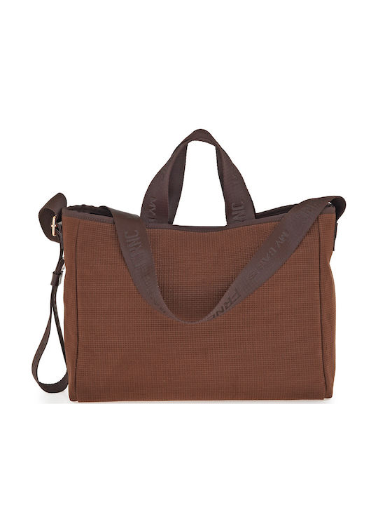 Fabric Women's Brown Handbag