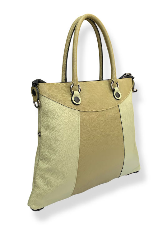 Leather Women's Shopper Shoulder Bag Khaki/Aloe