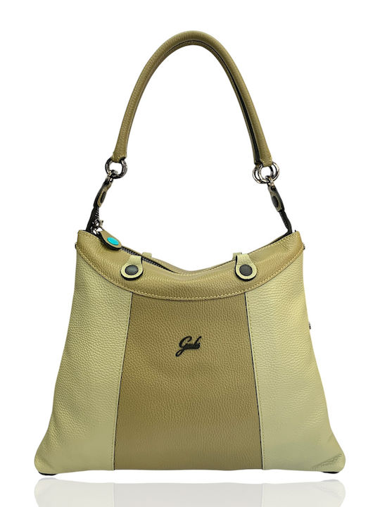 Leather Women's Shopper Shoulder Bag Khaki/Aloe