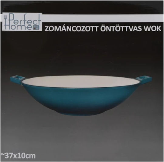 Perfect Home Wok din Fontă cu Acoperire Emailată 37cm