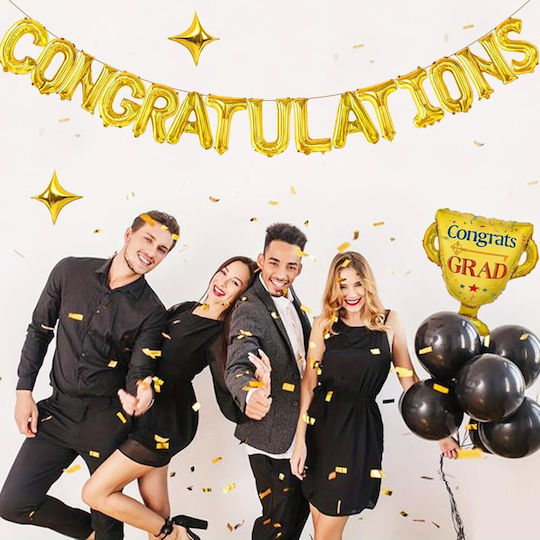 Σύνθεση με 15 Μπαλόνια Αποφοίτησης Congratulations