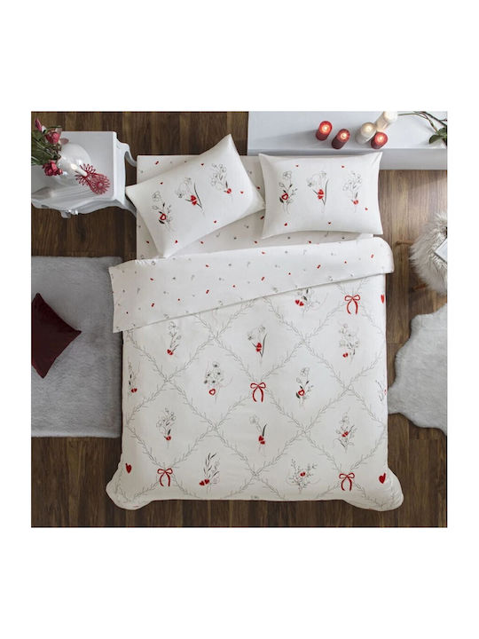Tac Set Huse Pentru Pilote 100% Bumbac Dublu Cu 2 Fețe De Pernă Și 1 Cearceaf 200x220cm Amoura