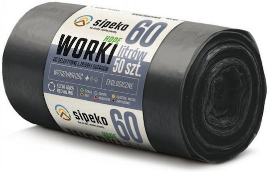 Sipeko Sacuri De Gunoi Capacitate 60lt 72x57cm 50 Bucăți Negre