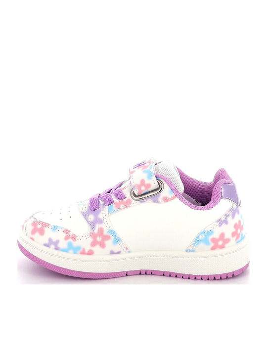 Stitch Stitch Kids Sneakers with Hoop & Loop Closure White