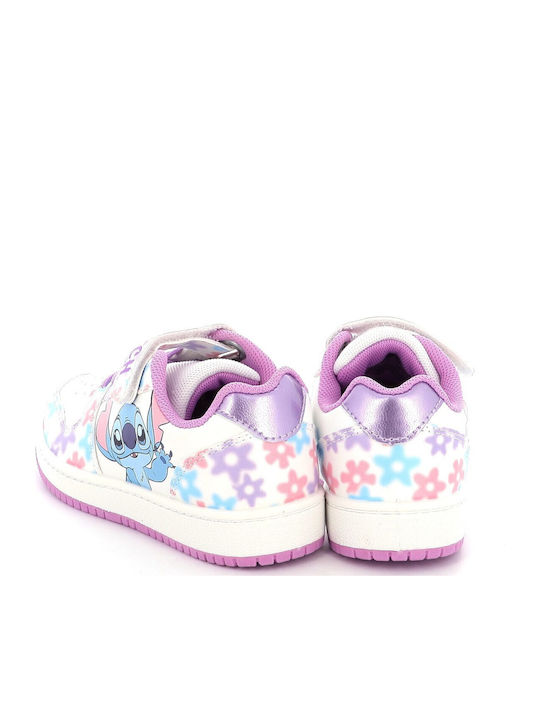 Stitch Stitch Kids Sneakers with Hoop & Loop Closure White