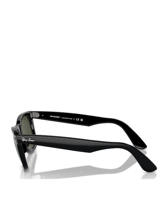 Ray Ban Wayfarer Unisex Sunglasses with Black Horn-Rimmed Frame and Green Lens RB2140 901