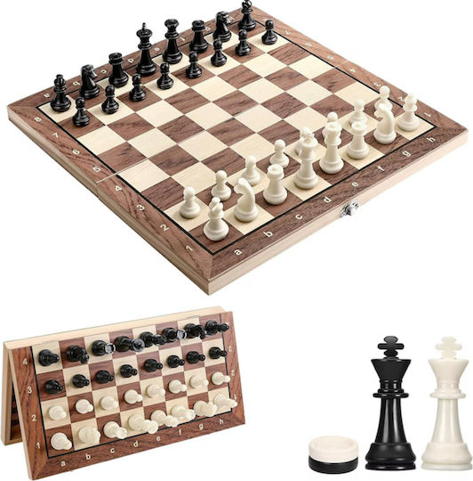 Set Piese Din Lemn și Zaruri pentru Backgammon Maro / Bej 7,62cm 30 Bucăți