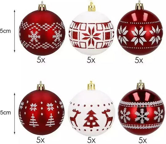 Verk Group Weihnachtsbaumschmuck Kugel Ornament Rote & Weiße 5cm – 30 Stück
