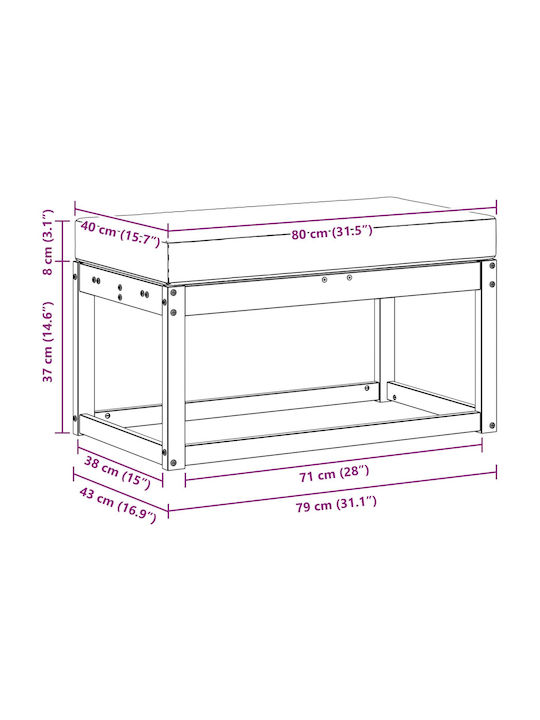 Dining Bench With Wooden Brown Surface 79x43x37cm