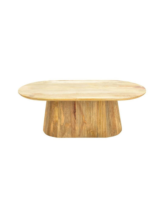 Oval Central Coffee Table Aithra Made of Solid Wood Natural Colour W120xD60xH42cm