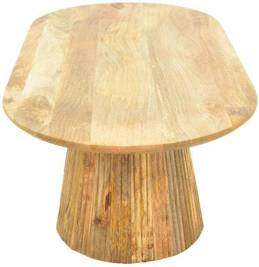 Oval Central Coffee Table Aithra Made of Solid Wood Natural Colour W120xD60xH42cm