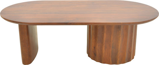 Oval Central Coffee Table Flute Made of Solid Walnut Wood W130xD65xH40cm