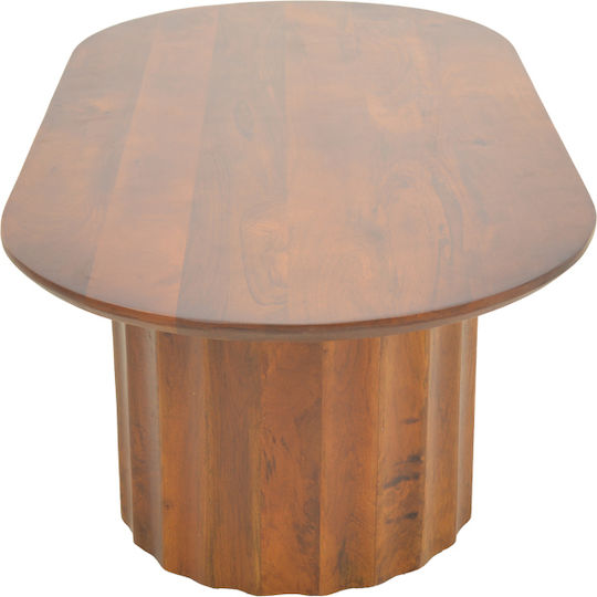 Oval Central Coffee Table Flute Made of Solid Walnut Wood W130xD65xH40cm