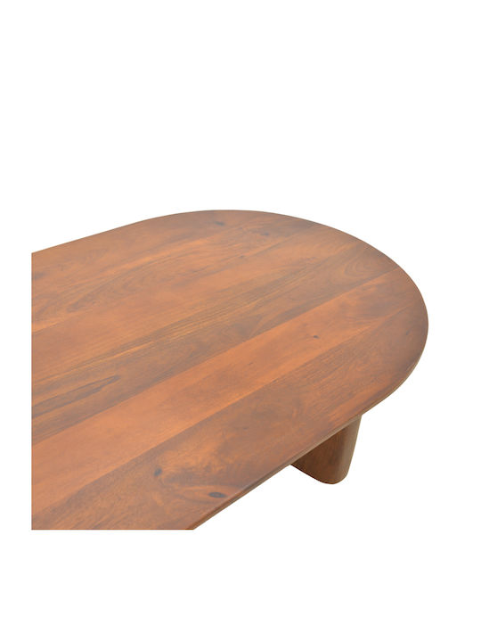 Oval Central Coffee Table Flute Made of Solid Walnut Wood W130xD65xH40cm