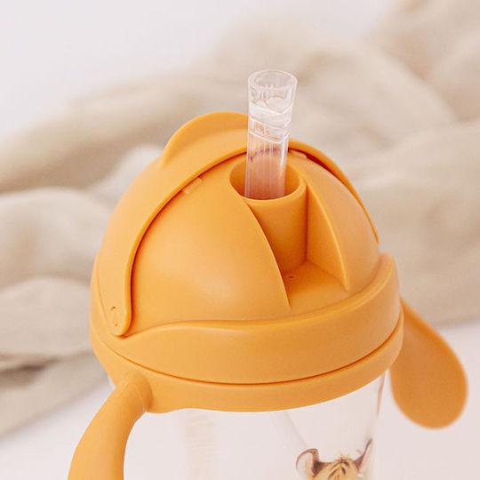 Kiokids Λιονταράκι Παιδικό Παγούρι Σιλικόνης με Καλαμάκι Κίτρινο 300ml