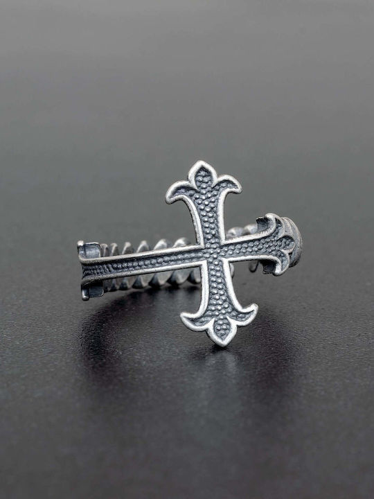 Männer Ring Handgefertigter Kreuz Silber 925 Größe 50