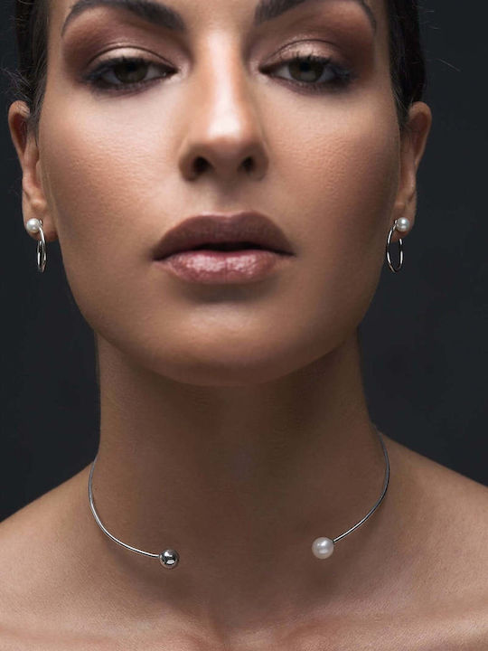 Choker White Pearl Handmade Gold Plated Silver 925