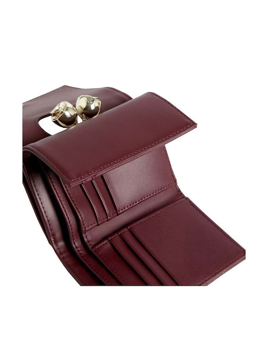 Roosa Rose Detail Large Leather Women's Wallet Burgundy