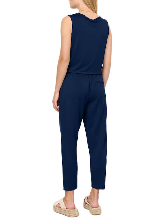 Women's Blouse with Spaghetti Straps & Blue V-Neck