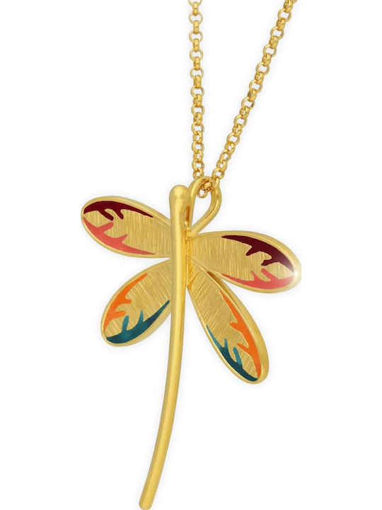 Hängende Charms Libelle Handgefertigt Vergoldetes Silber 925 Kette 45cm