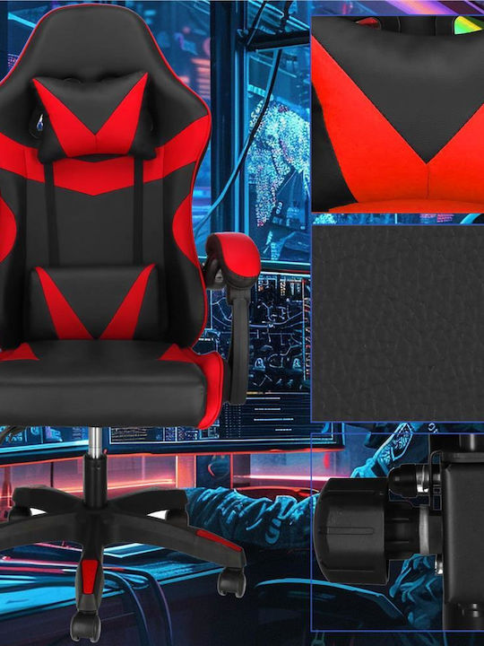 Gaming Chair Artificial Leather with Adjustable Arms Red
