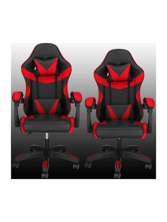 Gaming Chair Artificial Leather with Adjustable Arms Red