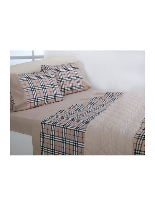 Silk Fashion Silk Fashion Coverlets Set Single Cotton Brown 160x220cm