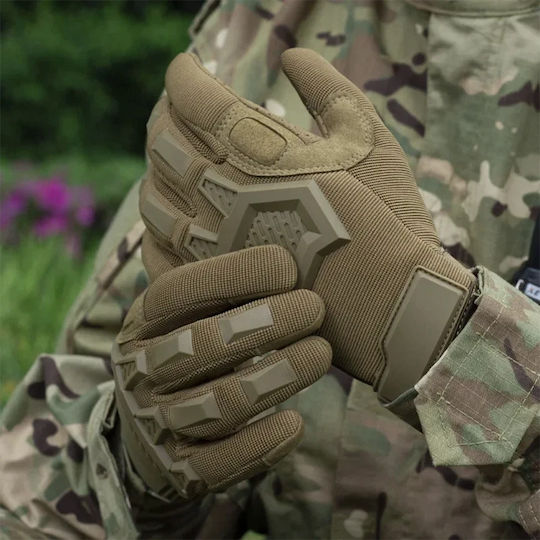 Mănuși Tactice Militare Bărbați Kaki – Protecție din Cauciuc Antiderapante Touchscreen Luptă Airsoft Moto Outdoor & Sport