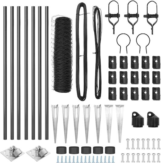 vidaXL Drahtzaun Set Grau 0.8x10m