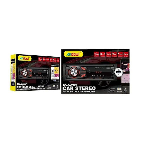 Andowl Car Audio System 1 DIN Bluetooth USB