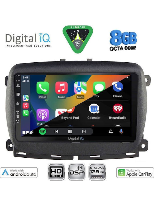 Digital IQ Car Audio System for Fiat 500 2016 with Touch Screen 9" Digital IQ BXF 7131 CPAA Bluetooth USB Wi-Fi GPS Apple CarPlay Android Auto