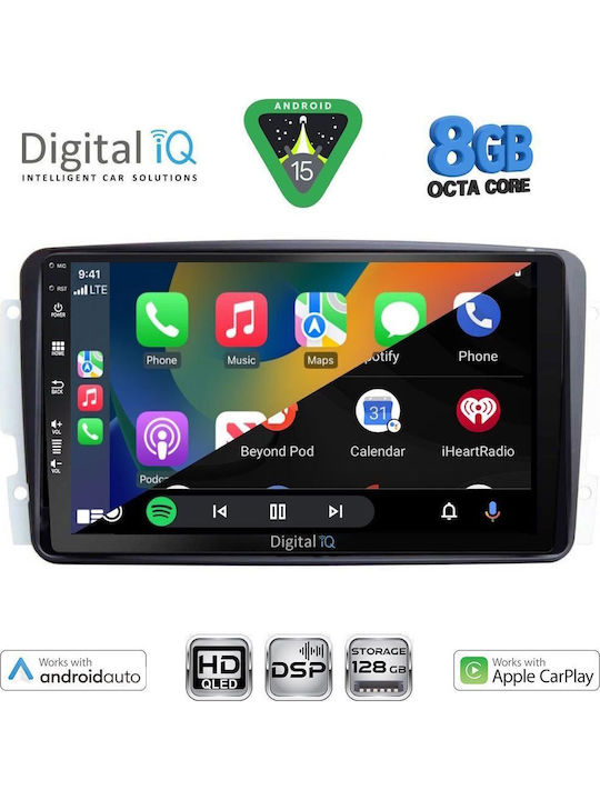 Digital IQ Car Audio System for Mercedes-Benz CLK Class 2000-2004 Bluetooth USB WiFi GPS Apple CarPlay Android Auto with 9" Touch Screen