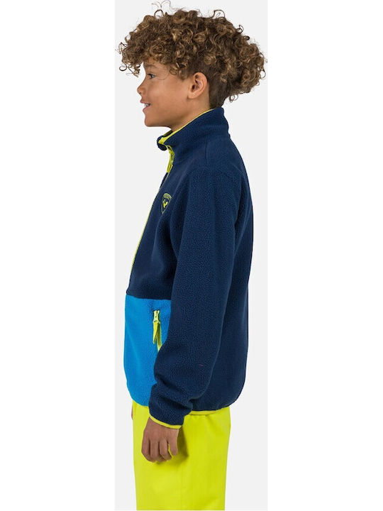 Kinder-Strickjacke Fleece Marineblau