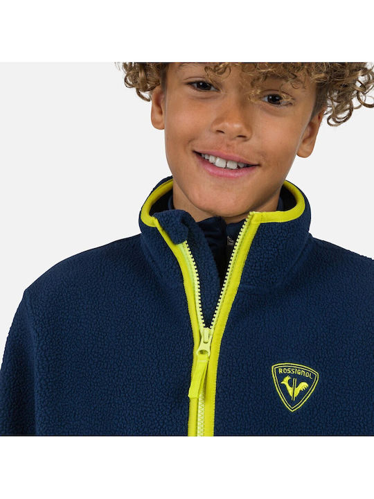 Kinder-Strickjacke Fleece Marineblau