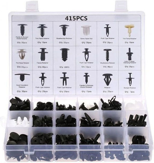 Rchang Κασετίνα 415 Pcs Πλαστικά Κουμπώματα – Κλιπ Αυτοκινήτου W06/w04375-2– Push Retainer Clips Kit