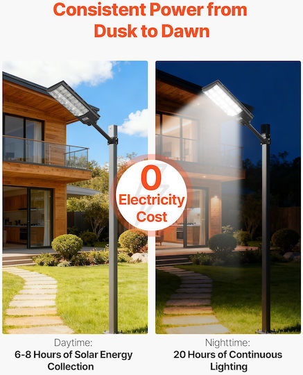 Vevor Set of 3 Solar Road Lights 8W 450lm with Motion Sensor Photocell and Remote Control IP65
