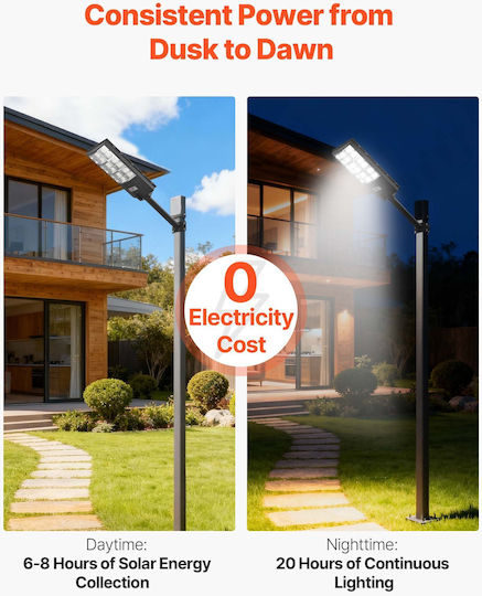 Vevor Solar Street Light 12W 900lm with Motion Sensor Photocell and Remote Control IP65