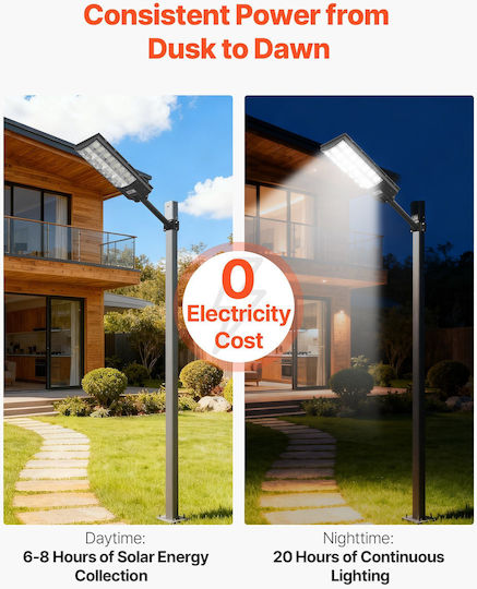Vevor Solar Street Light 8W 450lm with Motion Sensor Photocell and Remote Control IP67