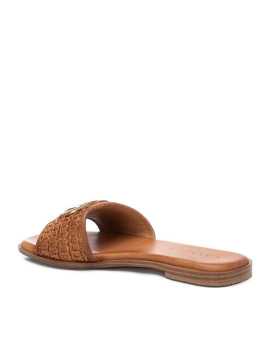 Leather Women's Flat Sandals Brown